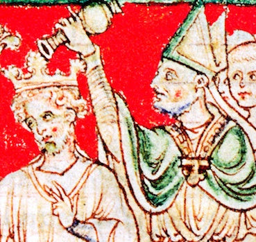 Richard I of England being anointed with oil at his coronation