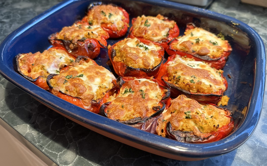 bell peppers stuffed and oven roasted with olive oil