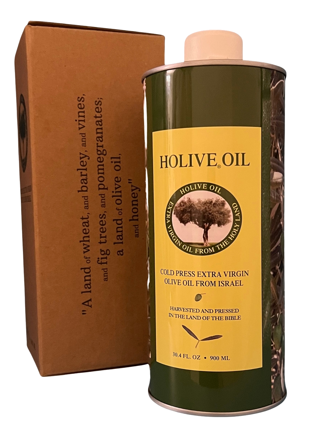 Extra virgin olive oil from Israel - Holive first cold press from Holy Land barnea olives in metal bottle