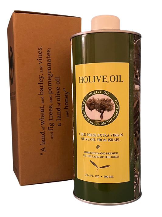 Extra virgin olive oil from Israel - Holive first cold press from Holy Land barnea olives in metal bottle